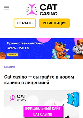 Мобильная версия казино Cat